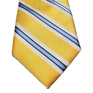 NEW Chaps Yellow Striped Tie With Blue And White Stripes‎ One Size Clip-on